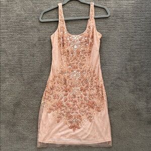 Adrianna Papell Pink Embellished Mini Dress